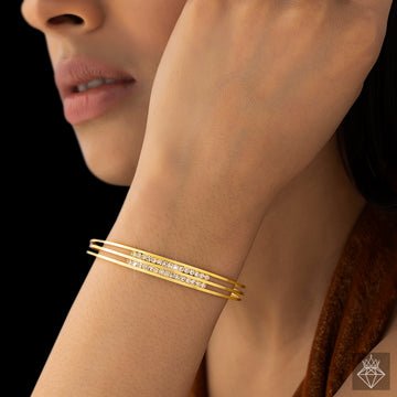 EYRA Bracelet Anti-Tarnish Triple Line Rhinestone Bangle (Adjustable Size)