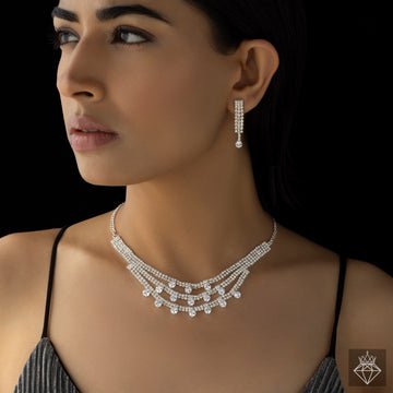 EYRA Necklace Anti-Tarnish Crystal Set With Earrings