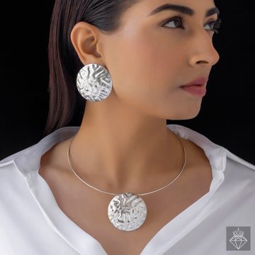 EYRA Necklace Anti-Tarnish Silver Set With Earrings