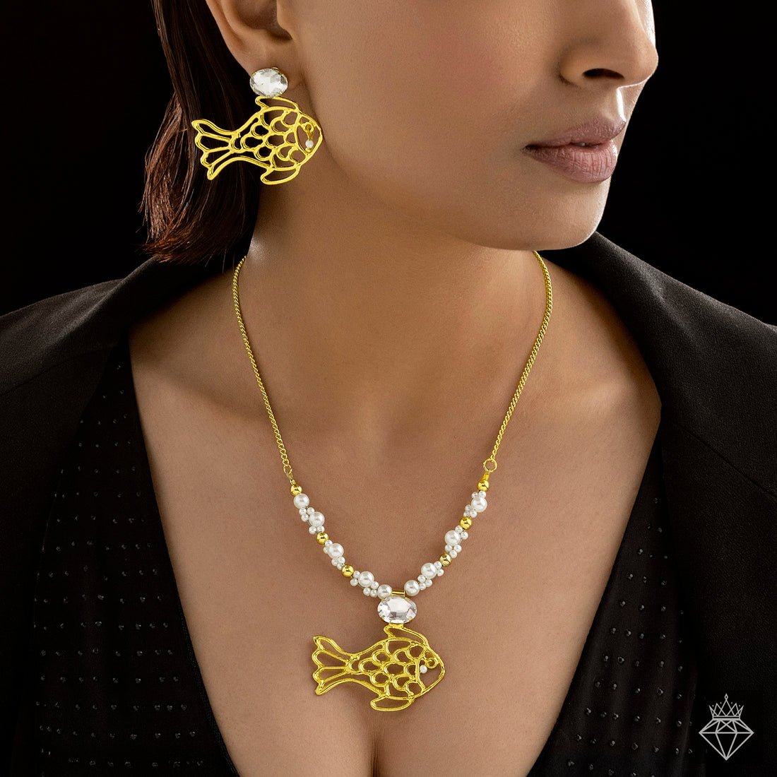 EYRA Necklace Anti-Tarnish Golden Fish Set With Earrings