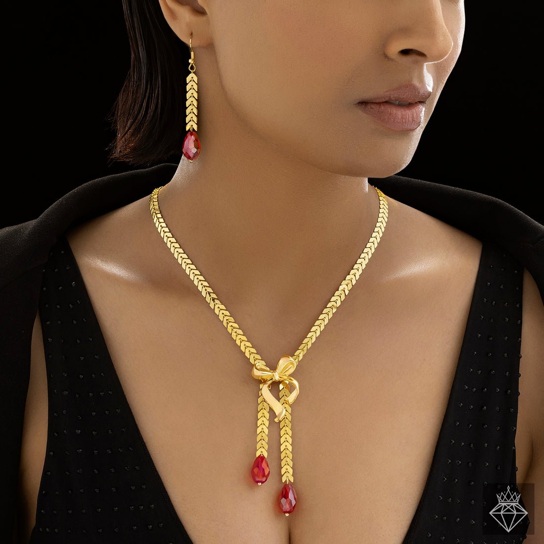 EYRA Necklace Anti-Tarnish Y Set With Earrings