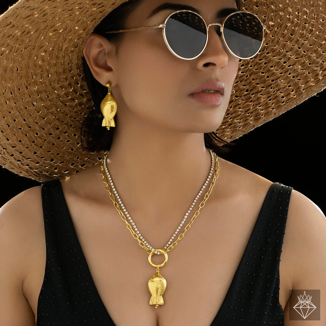 EYRA Necklace Anti-Tarnish Fish Set With Earrings