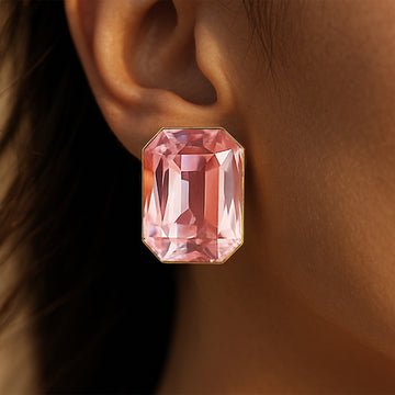 EYRA Earrings Anti-Tarnish Rectangle Shape Vintage Rose Crystal Studs