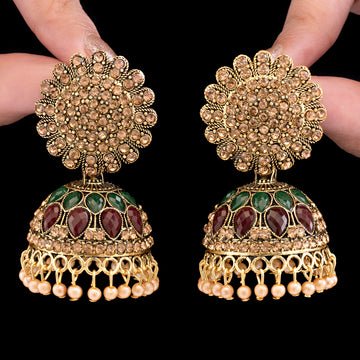 EYRA Earrings Anti-Tarnish Jhumki with Pearls & Stones