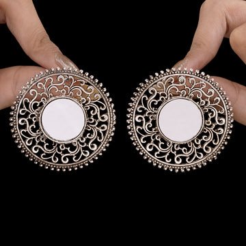 EYRA Earrings Anti-Tarnish Antique Mirror Oxidised Studs