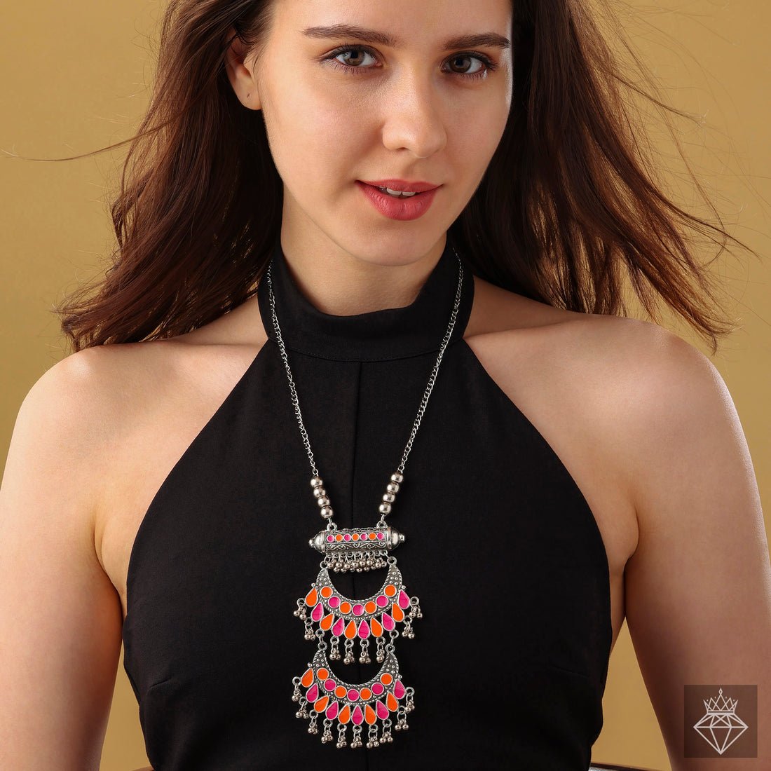EYRA Necklace Colorful Cadence: PRAO Enameled Ghungroo