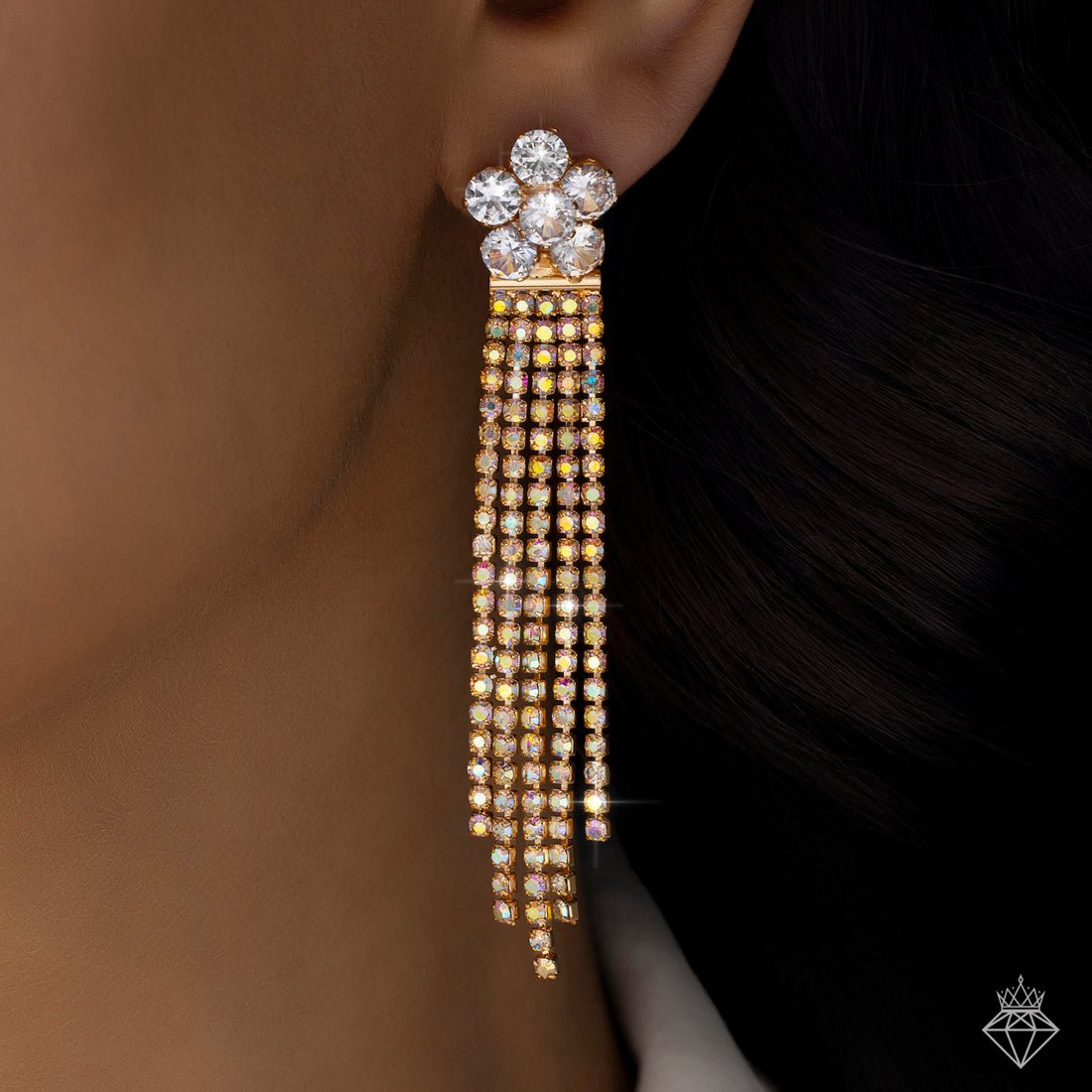 EYRA Earrings Anti-Tarnish Crystal Flower Danglers