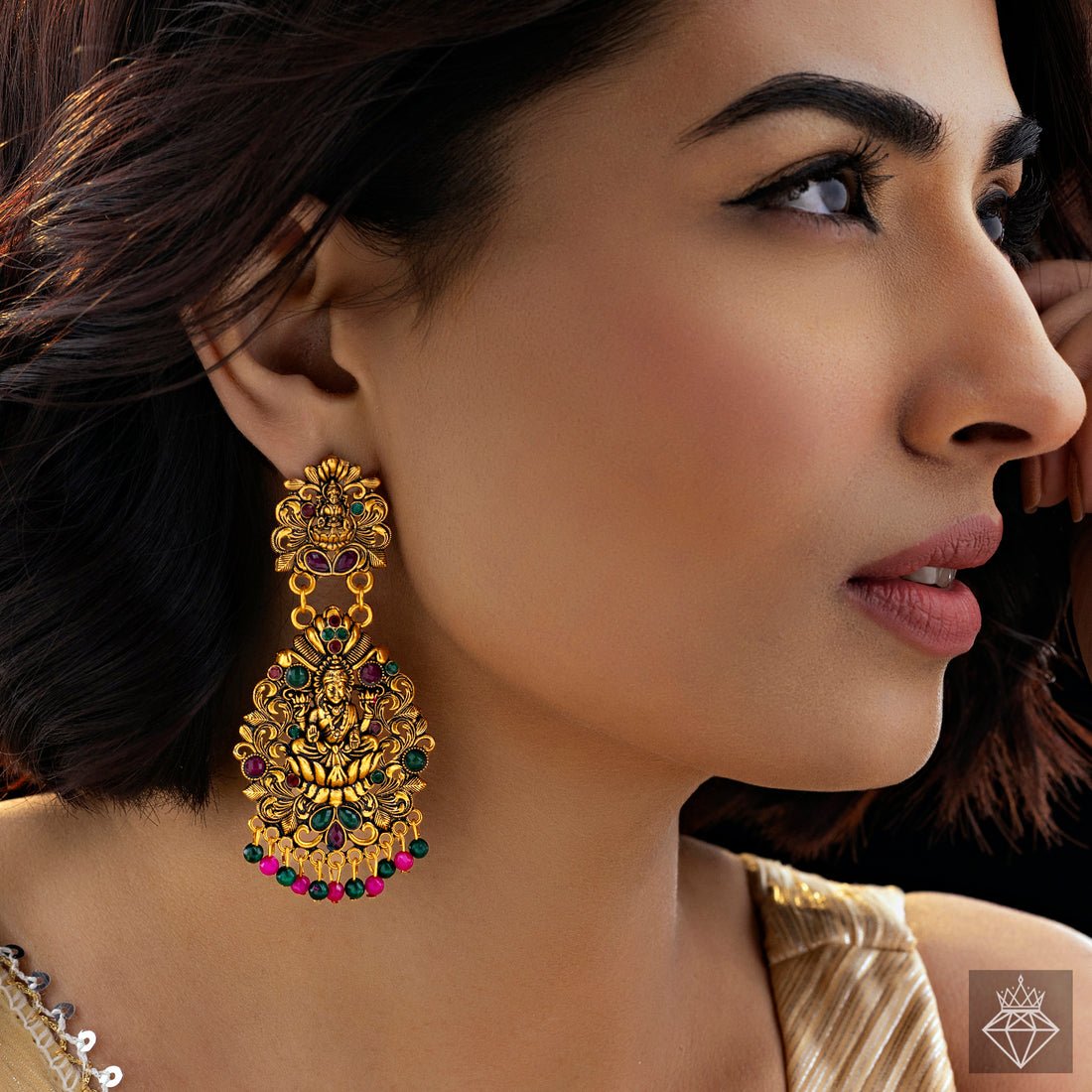 EYRA Earrings Anti-Tarnish Goddess Lakshmi Danglers
