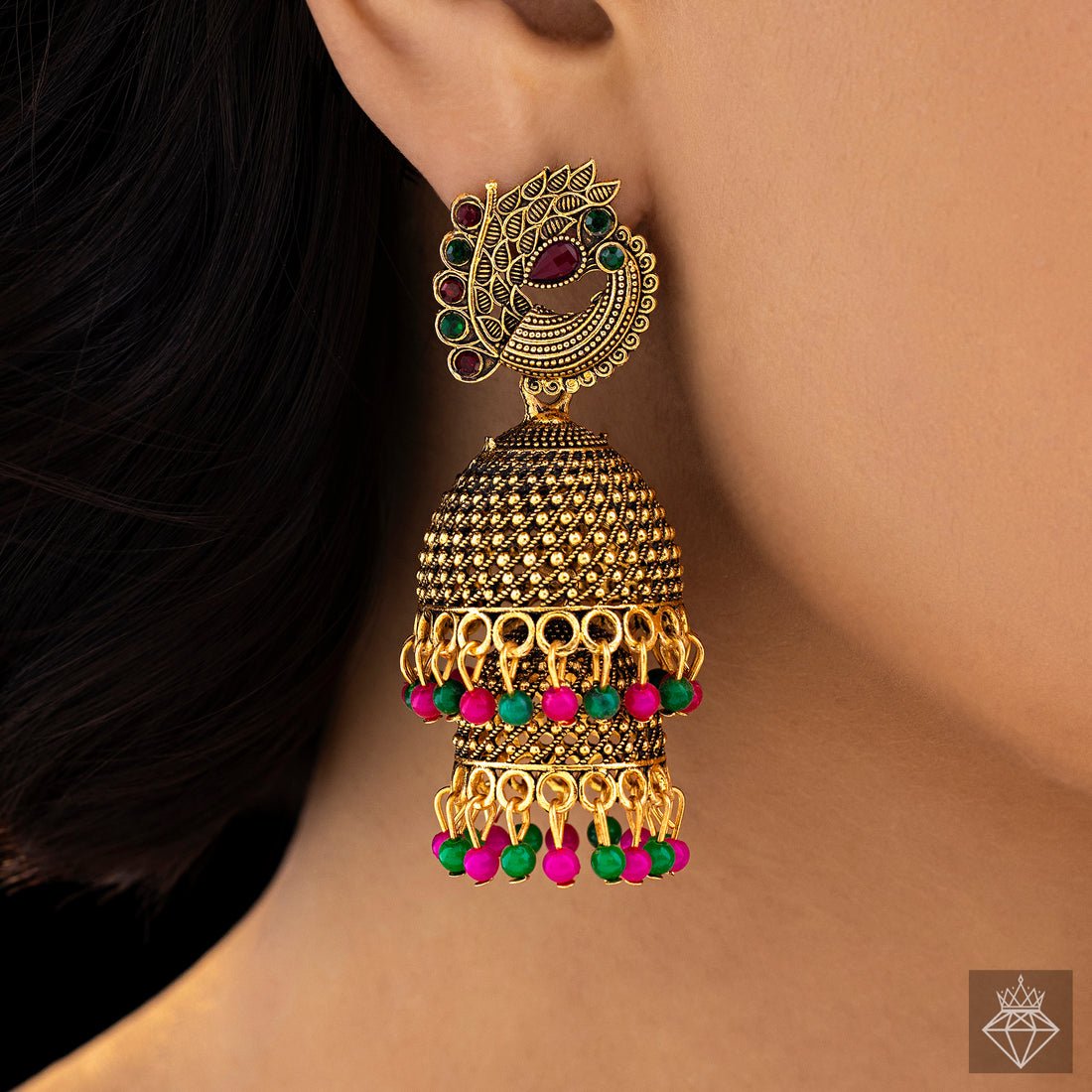 EYRA Earrings Anti-Tarnish Layered Jhumka Danglers