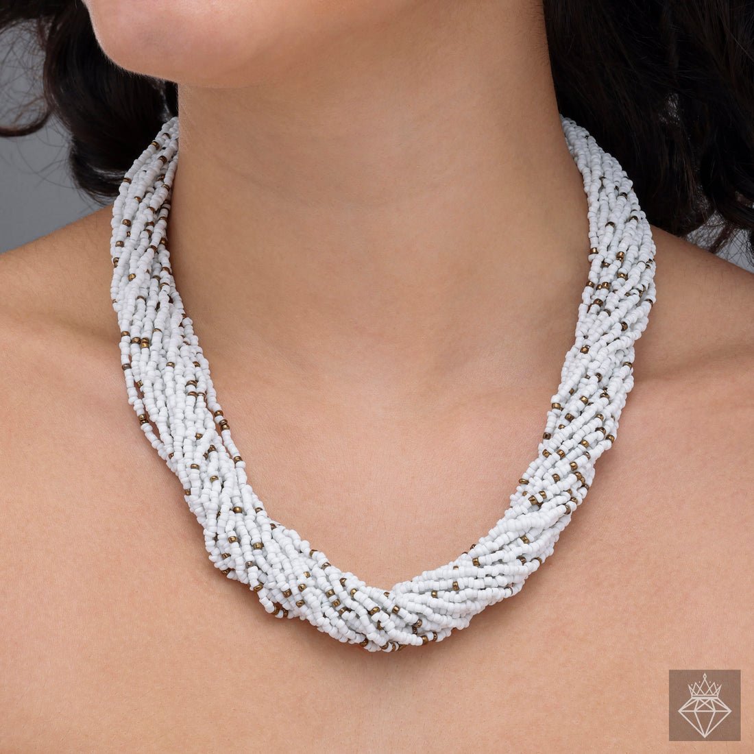 EYRA Necklace Multi-Layered White Seed Bead