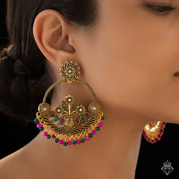 EYRA Earrings Anti-Tarnish Ethnic Floral Danglers