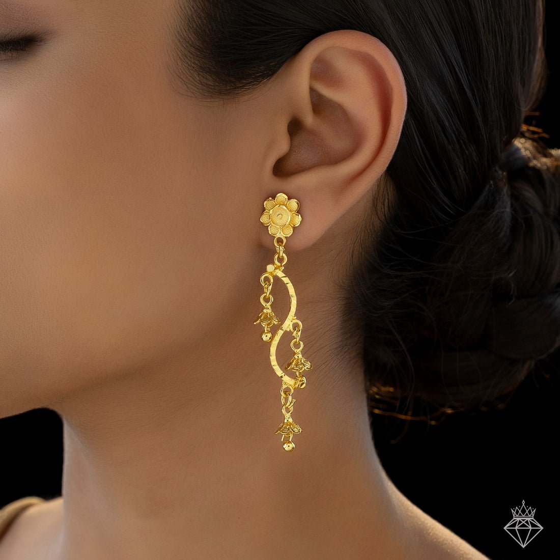 EYRA Earrings Anti-Tarnish Golden Flower Danglers