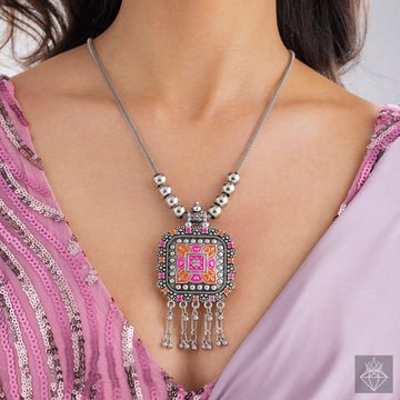 EYRA Necklace Ethnic Statement with Colorful Enamel