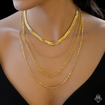 EYRA Necklace Anti-Tarnish Four-Layer Golden Chain