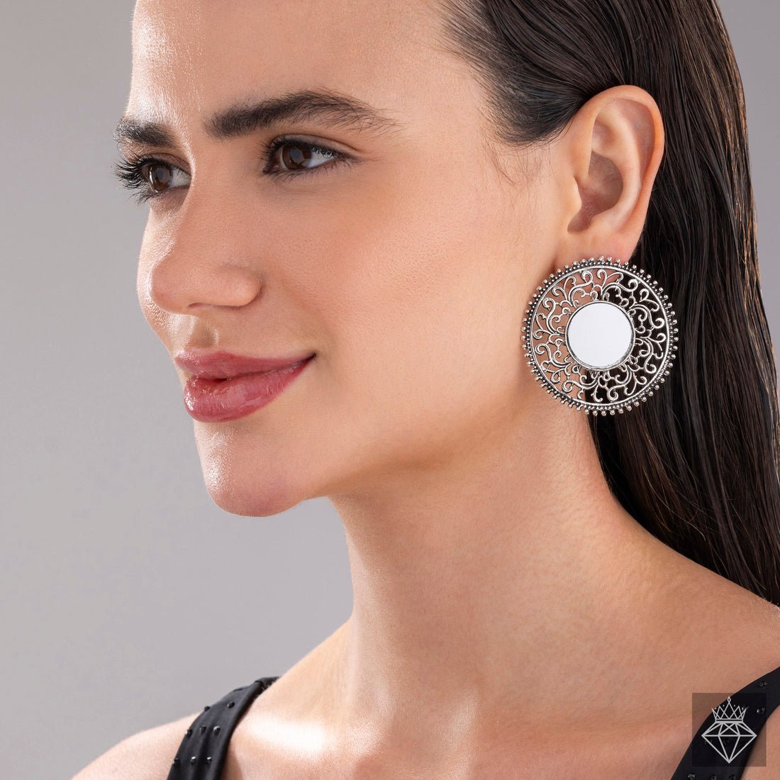 EYRA Earrings Anti-Tarnish Antique Mirror Oxidised Studs