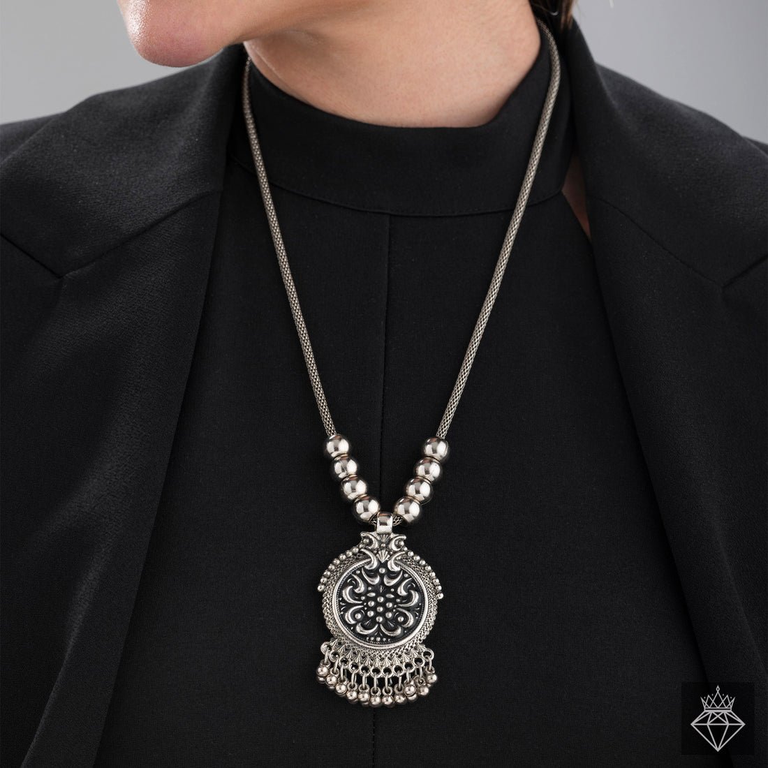 EYRA Necklace Oxidised Set With Earrings