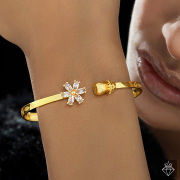 EYRA Bracelet Anti-Tarnish Crystal Flower Bangle (Adjustable Size)