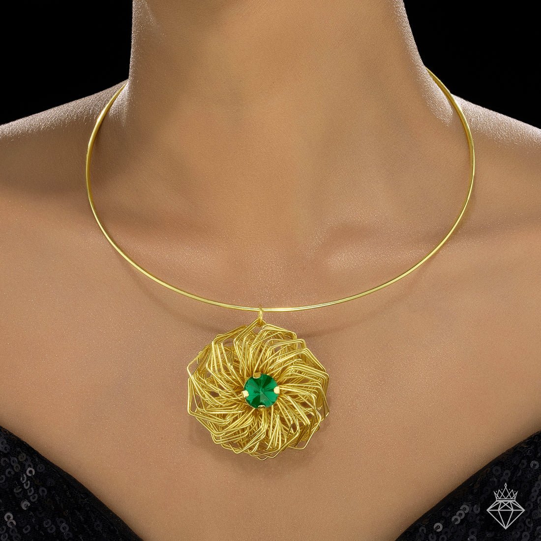 EYRA Necklace Anti-Tarnish Golden Nest Emerald Hasli