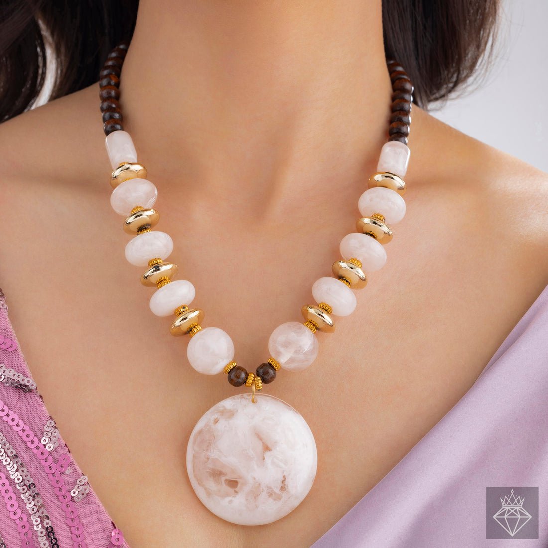 EYRA Necklace Bead & Resin Statement Set With Earrings