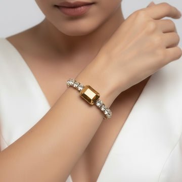 EYRA Bracelet Anti-Tarnish Crystal with Opaque Golden Center Stone