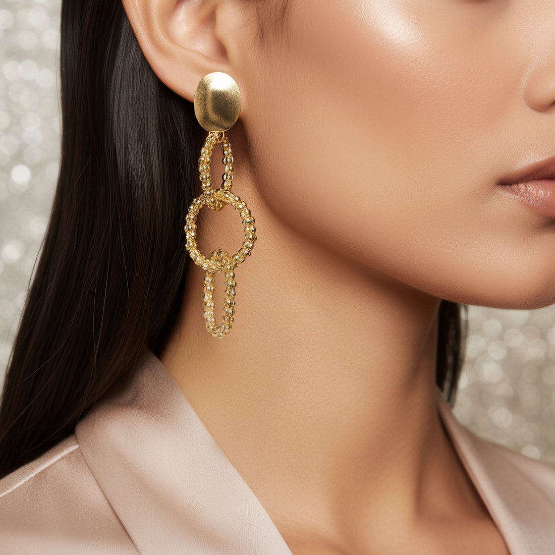 EYRA Earrings Anti-Tarnish Popcorn Chain Link Danglers