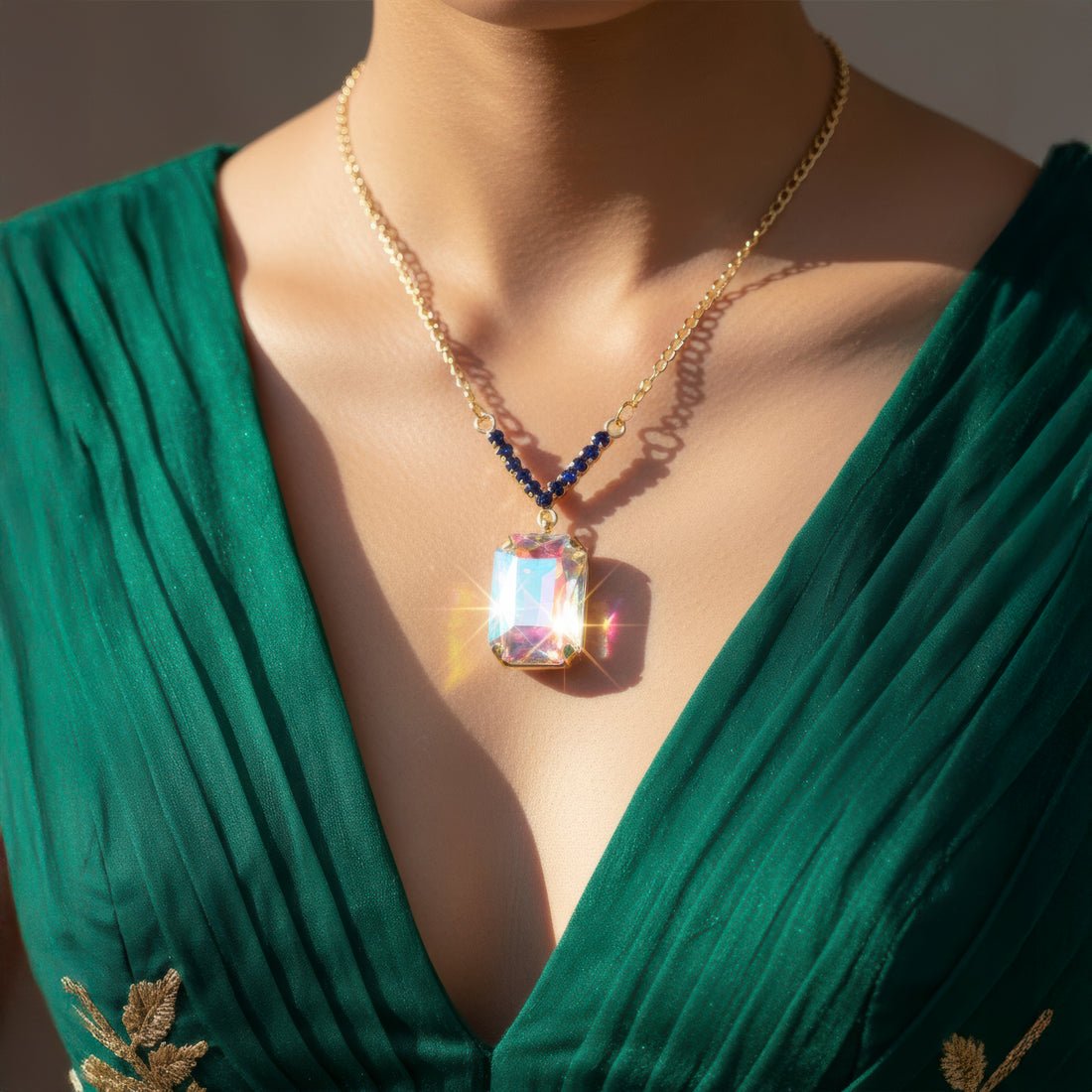 EYRA Necklace Anti-Tarnish V-Shape Pendant Set with Earrings