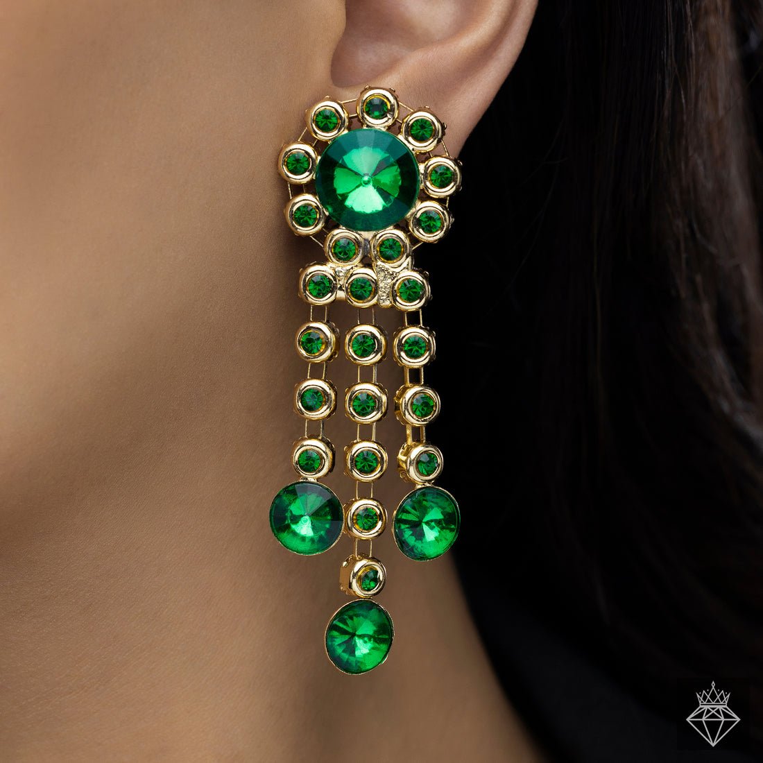 EYRA Earrings Anti-Tarnish Crystal Flower Danglers
