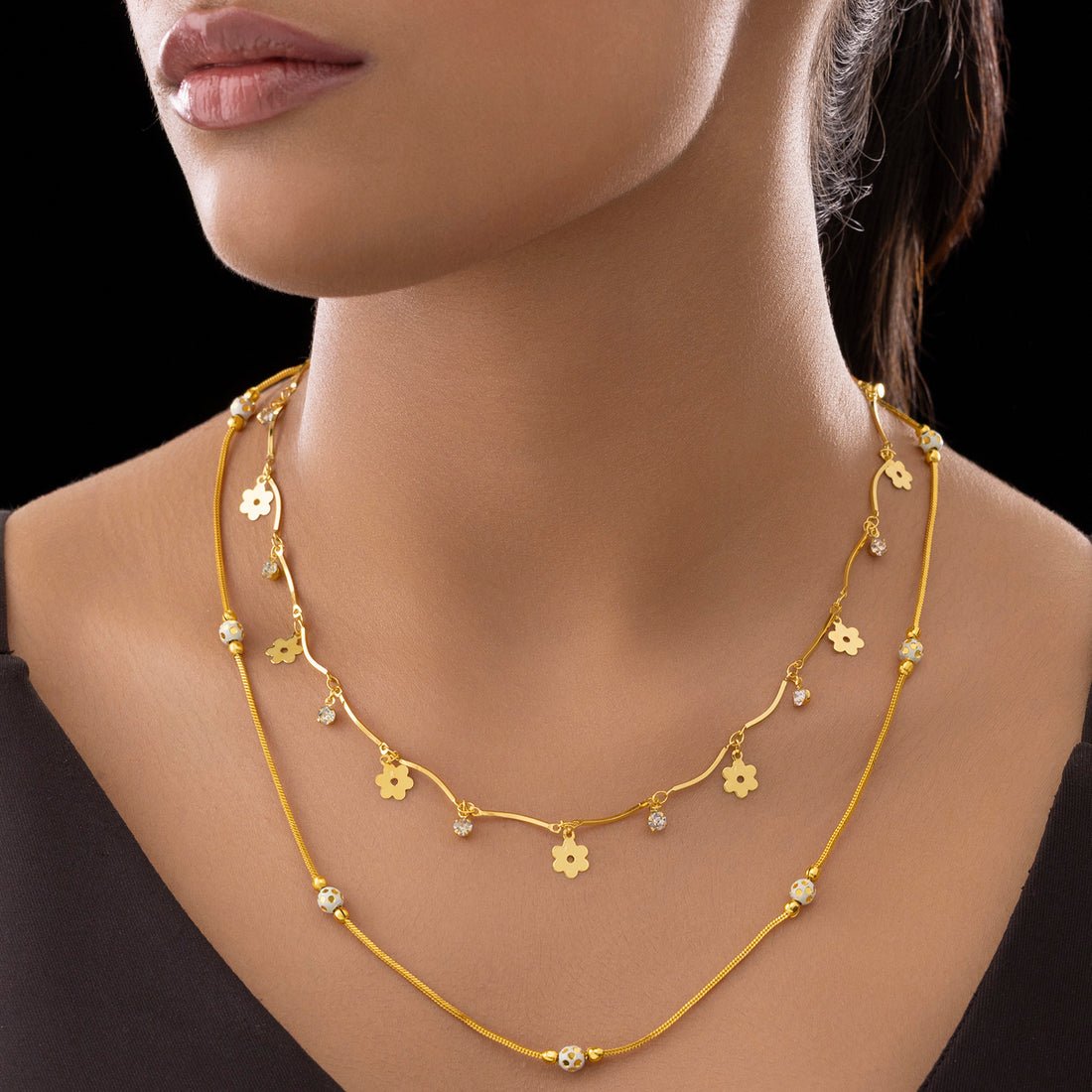 EYRA Necklace Anti-Tarnish Double-Layer Golden Chain
