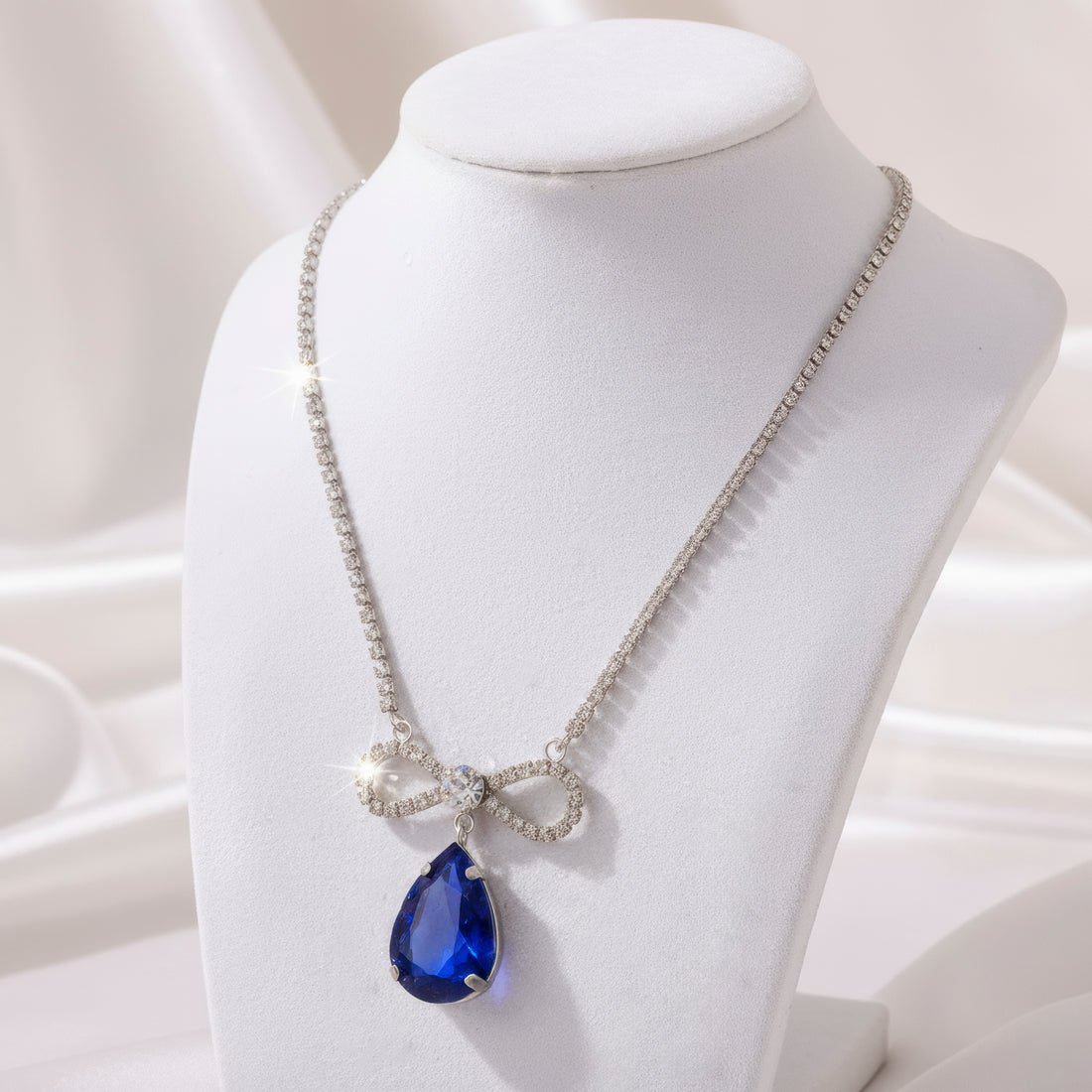 EYRA Necklace Anti-Tarnish Crystal Studded INFINITY Blue Sapphire Pendant