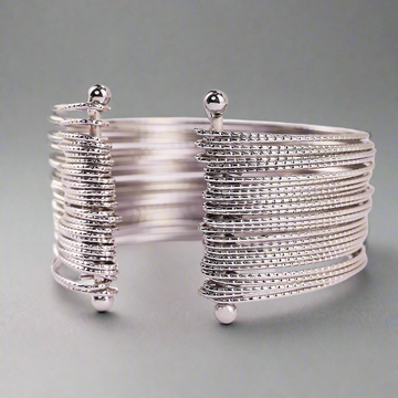 EYRA Bracelet Anti-Tarnish Silver Plated Multilayer Bangle (Adjustable Size)