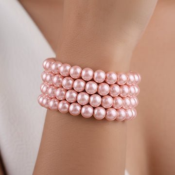 EYRA Bracelet Multilayered Rose Pink Spiral Pearl