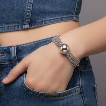 EYRA Bracelet Anti-Tarnish Silver Multilayered Box Chain (Adjustable Size)