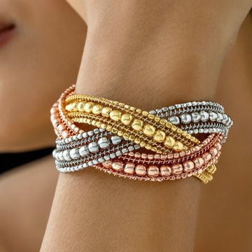 EYRA Bracelet Anti-Tarnish Tri-Tone Multilayered Bangle (Adjustable Size)