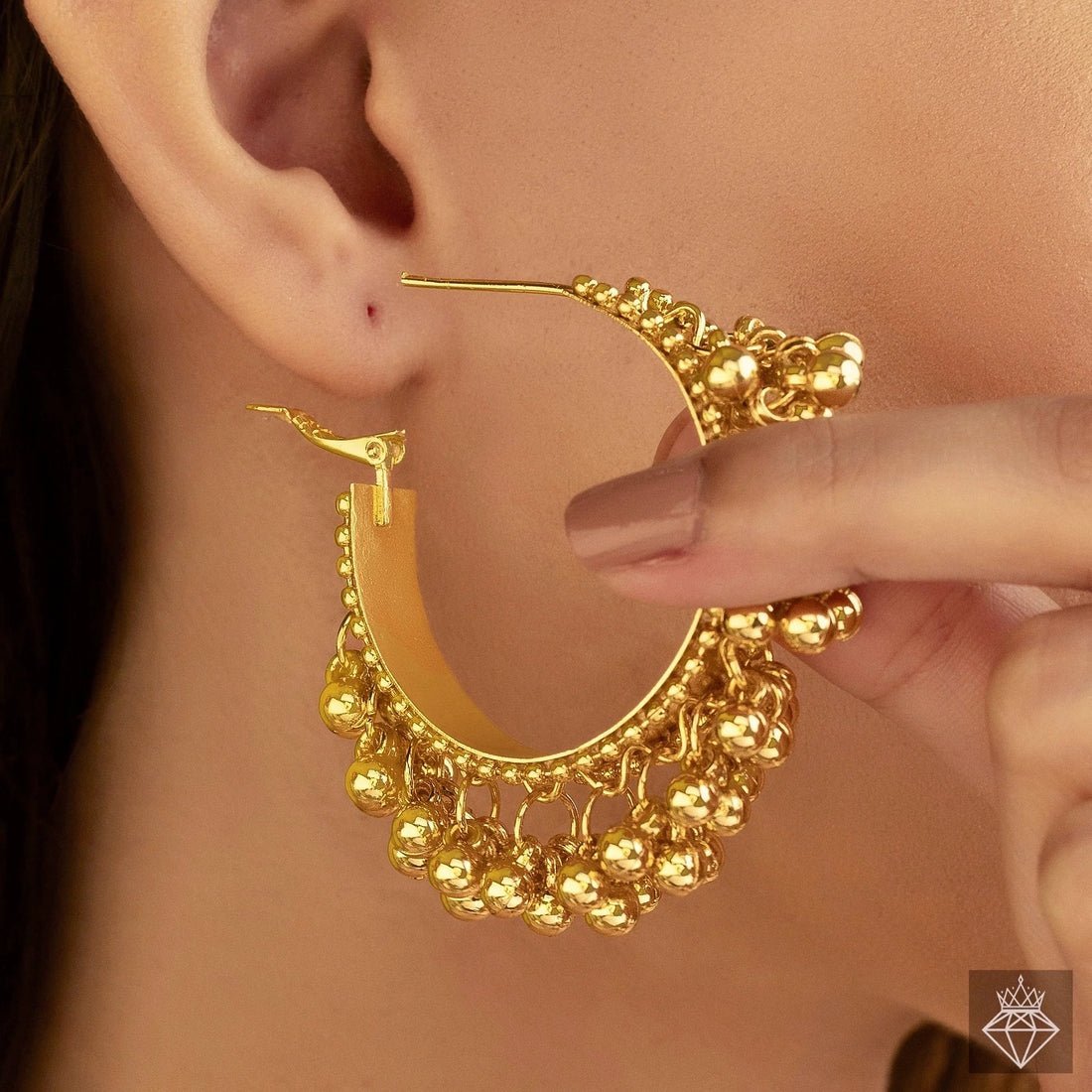 EYRA Earrings Anti-Tarnish Golden Ghungroo Hoops