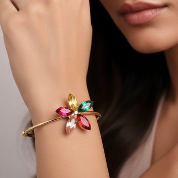 EYRA Bracelet Anti-Tarnish Multi-Color Flower Bangle (Adjustable Size)