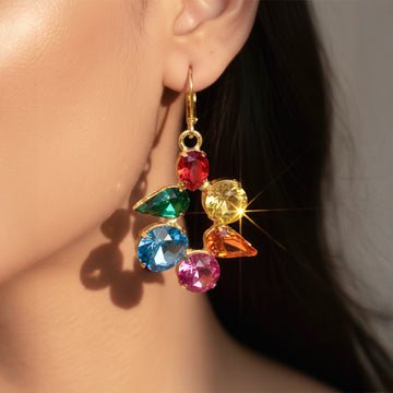 EYRA Earrings Anti-Tarnish Mixed Shapes Multi-Color Mini Dangle Hoops
