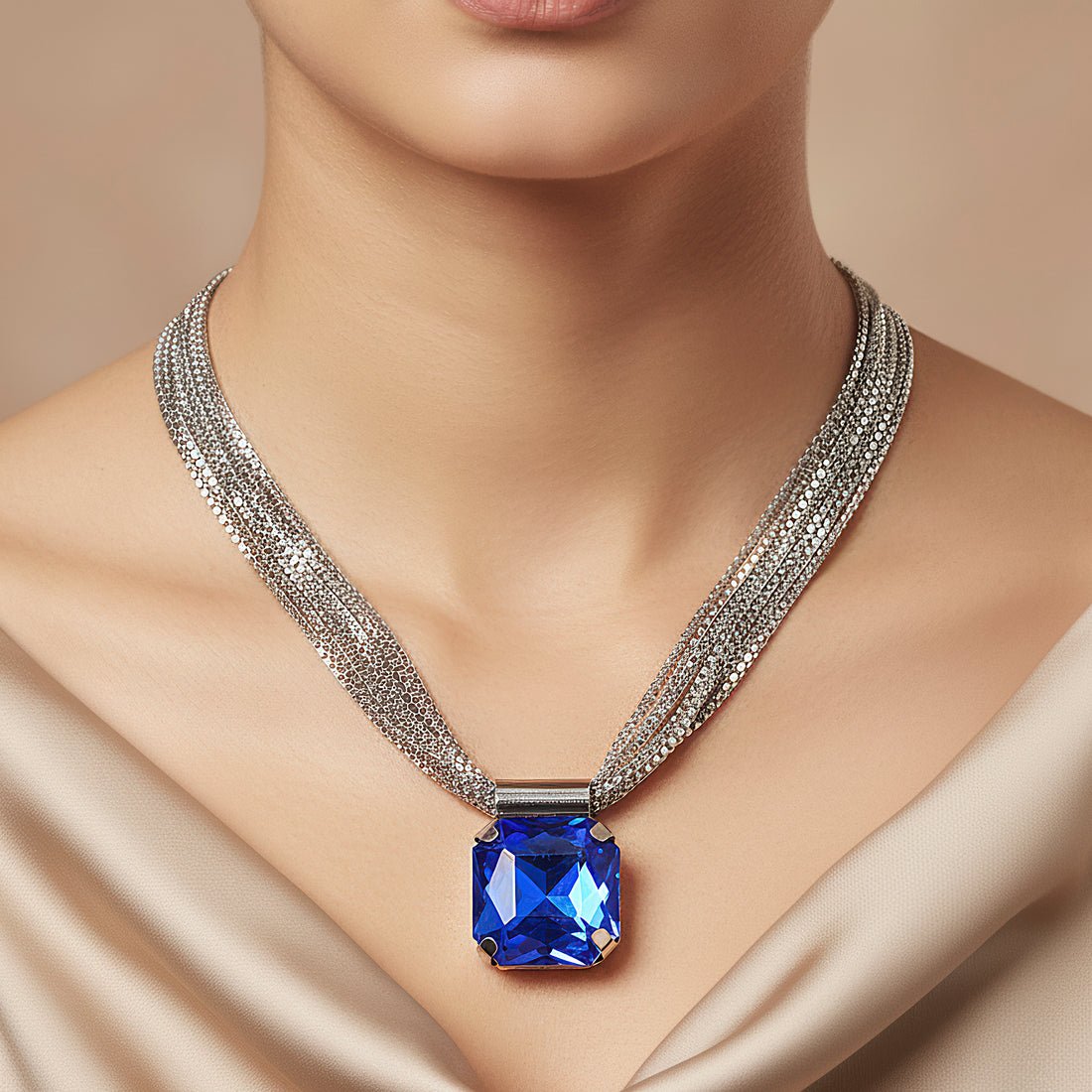 EYRA Necklace Anti-Tarnish Crystal Pendant Set with Earrings