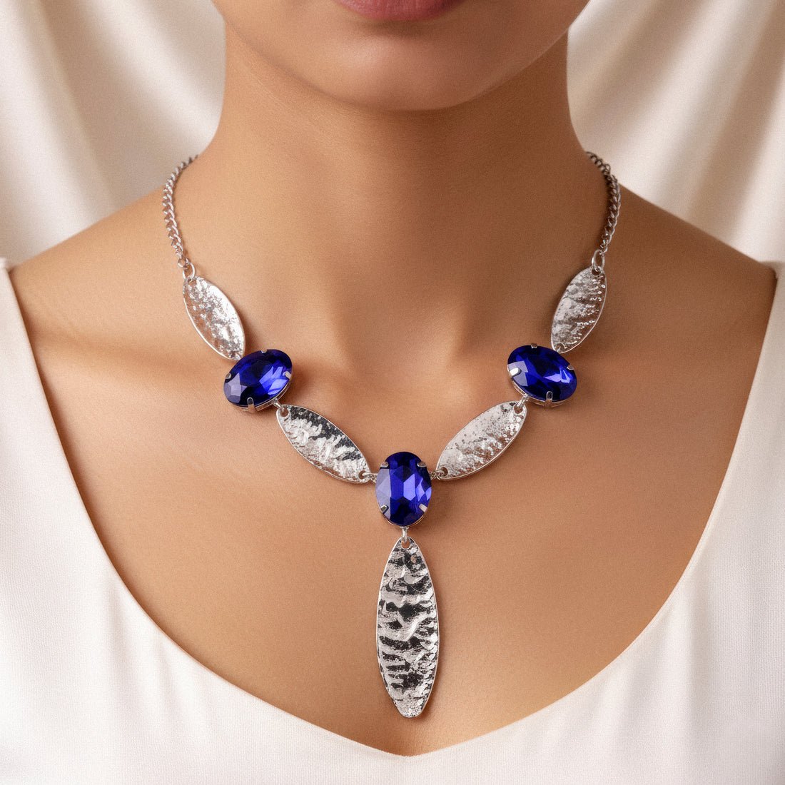 EYRA Necklace Anti-Tarnish Saphhire Set With Earrings