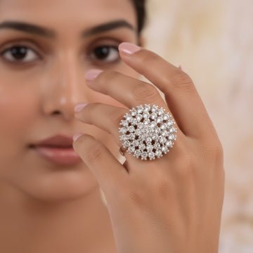 EYRA Ring Anti-Tarnish Crystal Studded Cocktail