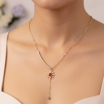 EYRA Necklace Anti-Tarnish Miniature Crystal Studded Sun Pendant