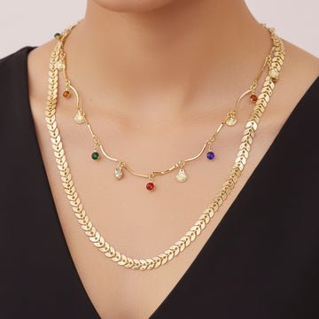 EYRA Necklace Anti-Tarnish Double Layer Chevron Chain