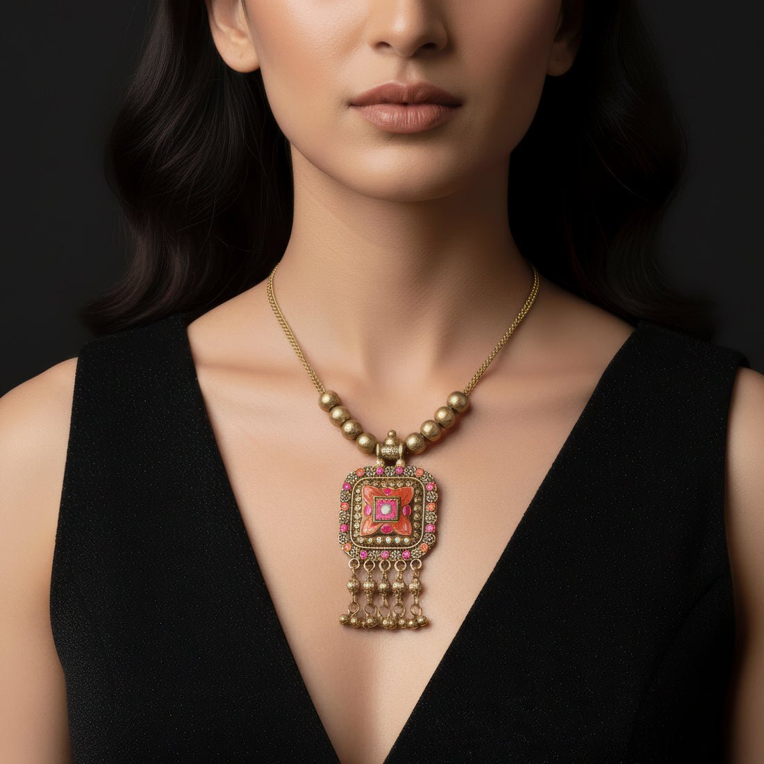 EYRA Necklace Ethnic Statement with Colorful Enamel