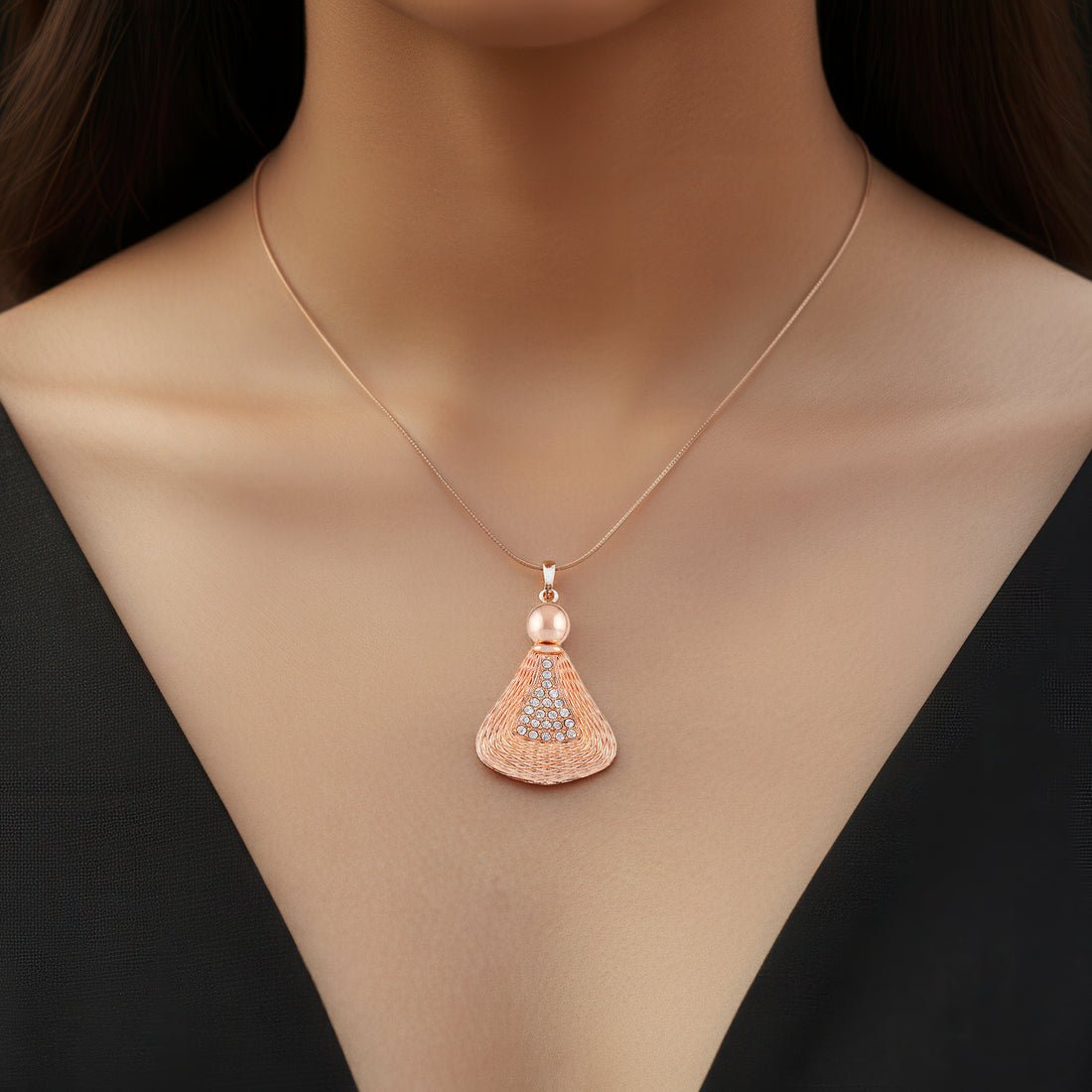 EYRA Necklace Anti-Tarnish Triangle Pendant Set With Earrings