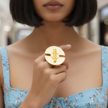 EYRA Ring Anti-Tarnish Semi-Circle Geometric