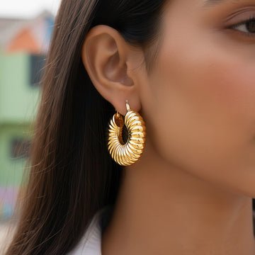 EYRA Earrings Anti-Tarnish Lined Chunky Hollow Hoops