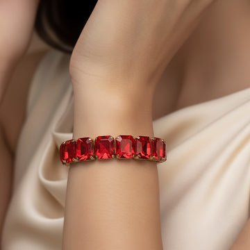 EYRA Bracelet Anti-Tarnish Ruby Red Crystal (Adjustable Size)