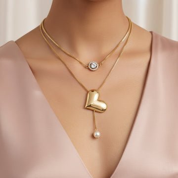 EYRA Necklace Anti-Tarnish Multilayered Golden Heart