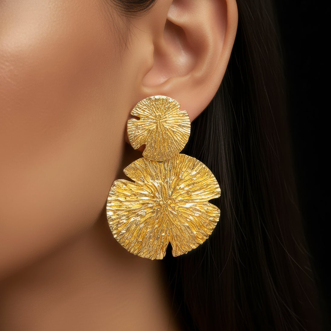 EYRA Earrings Anti-Tarnish Textured Round Danglers