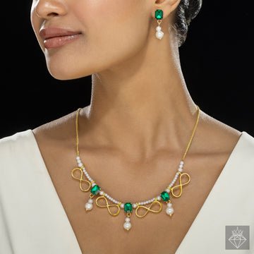 EYRA Necklace Anti-Tarnish Infinity & Pearl Set With Earrings