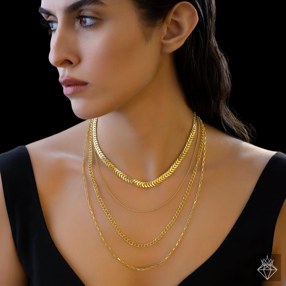 EYRA Necklace Anti-Tarnish Four-Layer Golden Chain